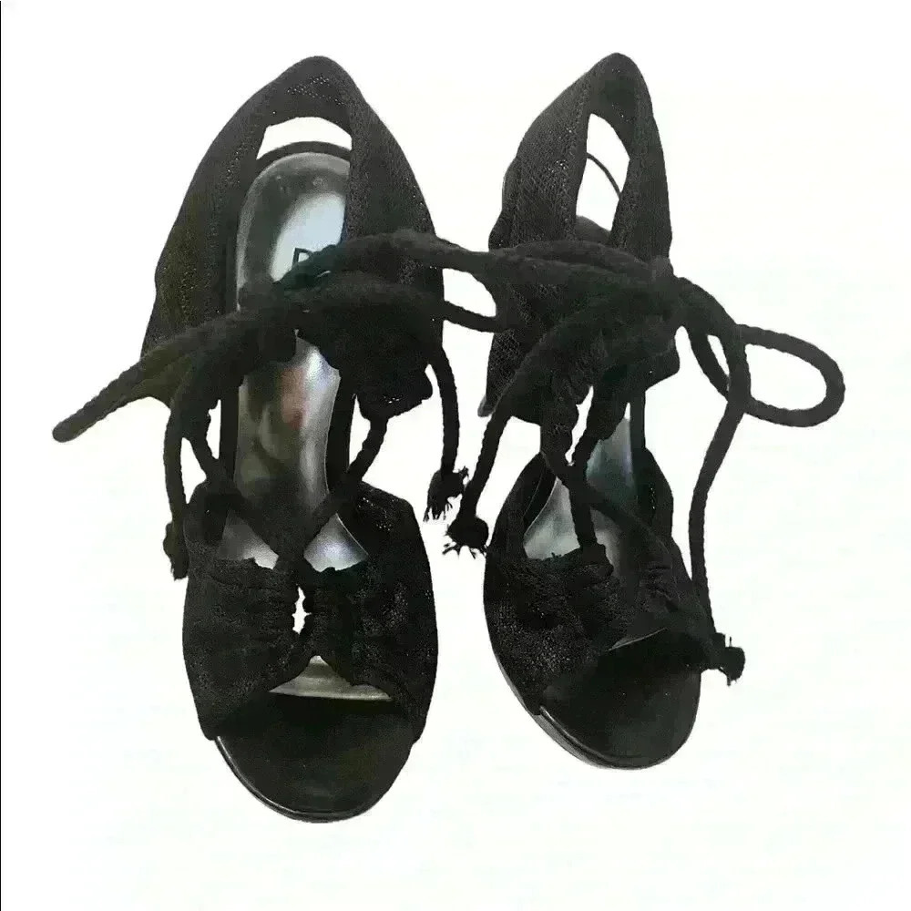 Bakers Black Strappy Heels